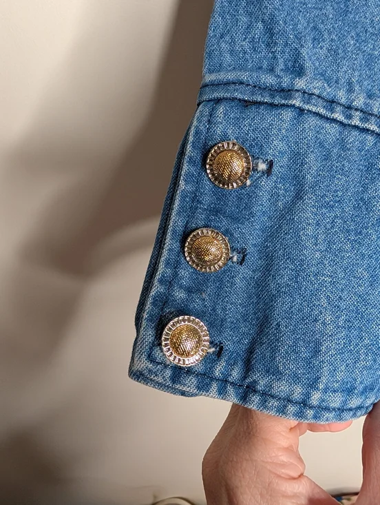 Vintage Kokopelli Embroidered Denim Jacket Made in USA Boho Southwest Small - Picture 5 of 6